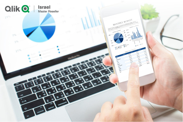 laptop and mobile, graphs and data